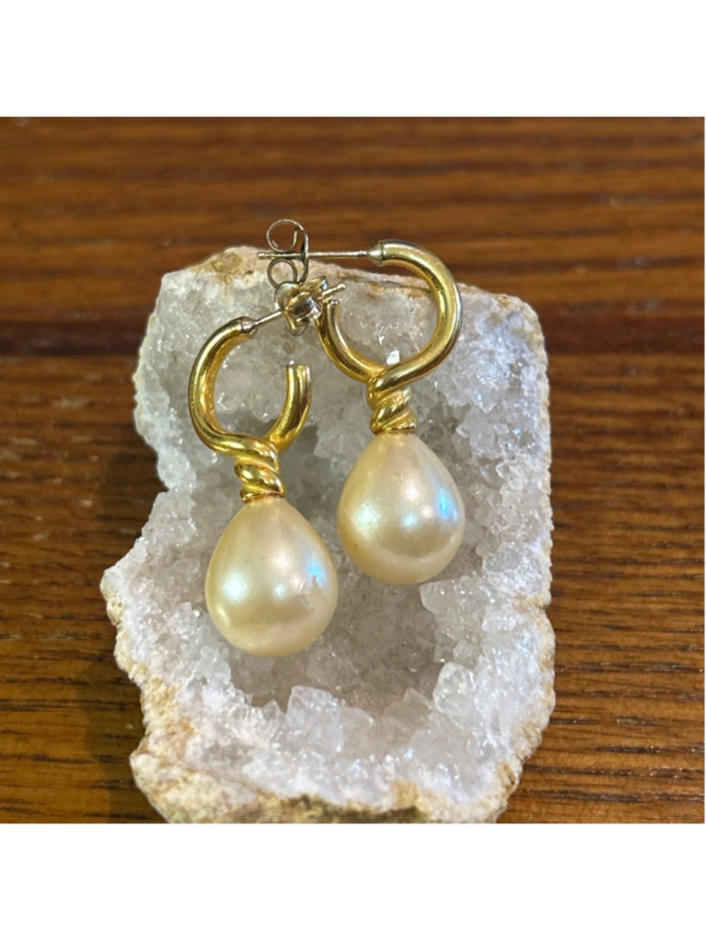 MMA 1984 EARRINGS WITH LARGE FAUX PEARLS gold tone beauties - Picture 3 of 5